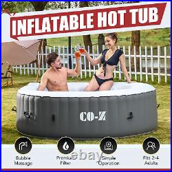 6 Foot Round Inflatable Spa Tub Indoor Outdoor Hot Tub with Control Panel Gray