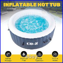 6' Inflatable Bathtub with 120 Jets & Hot Tub Cover for Sauna Bath Steam Therapy