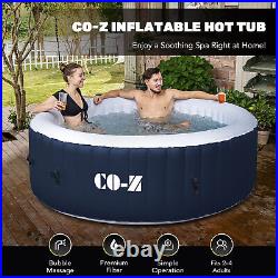6' Inflatable Bathtub with 120 Jets & Hot Tub Cover for Sauna Bath Steam Therapy