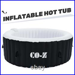 6' Inflatable Hot Tub Portable 2-4 Person Round Spa Tub for Patio Backyard Black