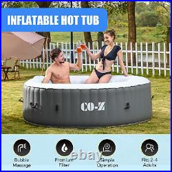 6' Inflatable Hot Tub Portable 2-4 Person Round Spa Tub for Patio Backyard Gray