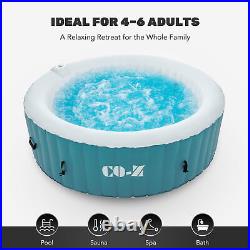 6 Person 7ft Blow Up Hot Tub Outdoor Bathtub and Pool with Massage Jets Teal