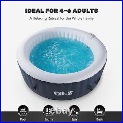 6 Person 7ft Inflatable Hot Spa Tub w 130 Jets & Air Pump for Patio Backyard