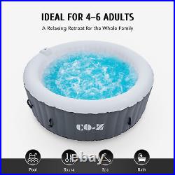 6 Person 7ft Inflatable Hot Tub Portable Above Ground Pool w 130 Air Jets Heater