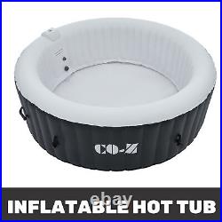 6 Person Hot Tub with Bubble Jets 7ft Blow Up Indoor Outdoor Sauna Spa Black