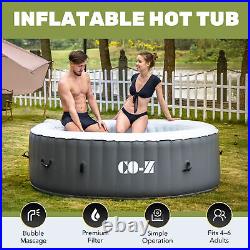 6 Person Hot Tub with Bubble Jets 7ft Blow Up Indoor Outdoor Sauna Spa Gray