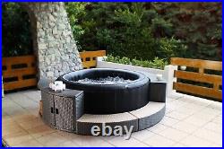 6 Person Inflatable Hot Tub Jetted Round Spa Portable Heat Black Plug And Play