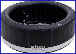 6 Person Inflatable Hot Tub Jetted Round Spa Portable Heat Black Plug And Play