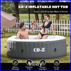 6 Person Inflatable Hot Tub w 130 Massage Jets Air Pump 7' Outdoor Pool Gray