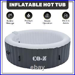 6 Person Inflatable Hot Tub with Full Accessories Blow Up Pool with Jets Gray