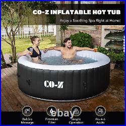 6 Person Inflatable Spa Tub 7' Portable Outdoor Hot Tub Pool with Air Pump Black