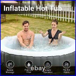 6 Person Inflatable Spa Tub 7' Portable Outdoor Hot Tub Pool with Air Pump Gray