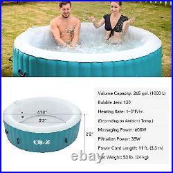6 Person Inflatable Spa Tub Portable Round Bathtub for Patio Garden More Teal