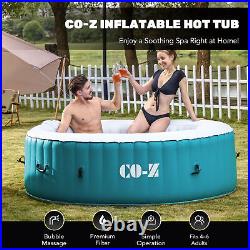 6 Person Inflatable Spa Tub w 130 Air Jets Electric Pump Outdoor Hot Tub Teal