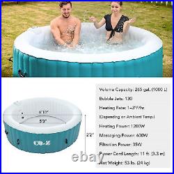 6 Person Inflatable Spa Tub w 130 Air Jets Electric Pump Outdoor Hot Tub Teal