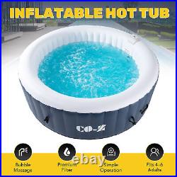 6 Person Round Inflatable Hot Tub w 130 Bubble Jets for Backyard Patio & More