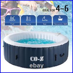 6 Person Round Inflatable Hot Tub w 130 Bubble Jets for Backyard Patio & More