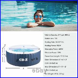 6'x6' Inflatable Hot Tub Portable Jacuzzi with 120 Jets & Air Pump Ideal for 4