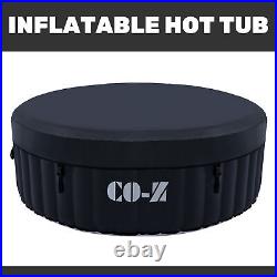 6ft Inflatable Hot Tub Portable Above Ground Pool w 120 Air Jets Heater Black