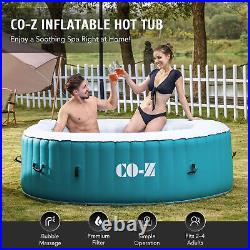 6ft Inflatable Hot Tub Portable Above Ground Pool w 120 Air Jets Heater Teal