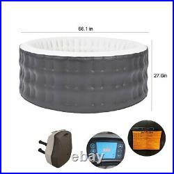 71 Inch Portable Bubble Jet 4 Person Inflatable Hot Tub With Cover Round SPA New
