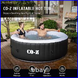 7' Inflatable Hot Tub Portable 2-6 Person Round Spa Tub for Patio Backyard Black