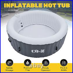 7' Inflatable Hot Tub Portable 2-6 Person Round Spa Tub for Patio Backyard Gray