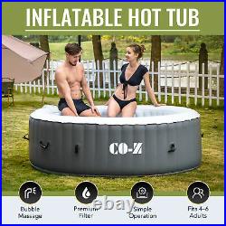 7' Inflatable Hot Tub Portable 2-6 Person Round Spa Tub for Patio Backyard Gray