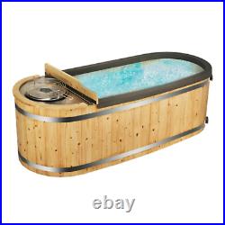 ALEKO 2 Person Natural Pine Wood Hot Tub with Charcoal Stove Boiler 132 Gallons