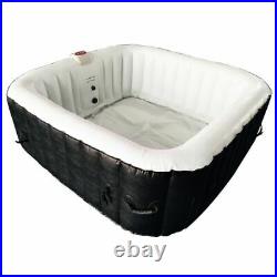 ALEKO 4 Person Square Portable Inflatable Jetted Outdoor Hot Tub Spa Black Cover