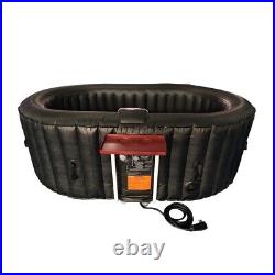 ALEKO Oval Inflatable Hot Tub With Drink Tray and Cover 2 Prs 145 Gallon Black