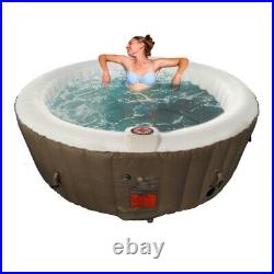 ALEKO Round Inflatable Hot Tub Spa With Cover 4 Person 210 Gallon Brown/White