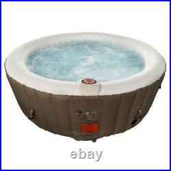 ALEKO Round Inflatable Hot Tub Spa With Cover 4 Person 210 Gallon Brown/White