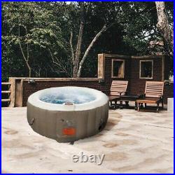 ALEKO Round Inflatable Hot Tub With Cover 4 Person Brown and Brown