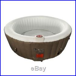 ALEKO Round Inflatable Hot Tub With Cover 6 Person 264 Gallon Brown and White