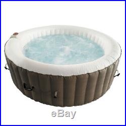 ALEKO Round Inflatable Hot Tub With Cover 6 Person 264 Gallon Brown and White