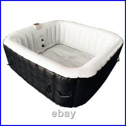ALEKO Square Inflatable Hot Tub Spa With Cover 4 Person 160 Gallon Black/White