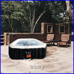 ALEKO Square Inflatable Hot Tub With Cover 6 Person 250 Gallon Black and White