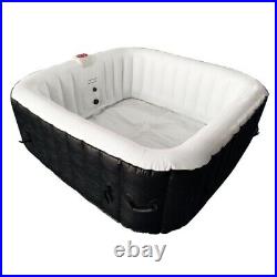 ALEKO Square Inflatable Hot Tub With Cover 6 Person 250 Gallon Black and White