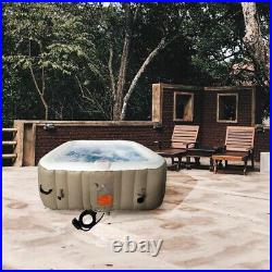 ALEKO Square Inflatable Hot Tub With Cover 6 Person 250 Gallon Brown and White