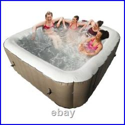 ALEKO Square Inflatable Hot Tub With Cover 6 Person 250 Gallon Brown and White