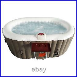 Aleko 145 Gallon 2 Person Oval Inflatable Jetted Hot Tub with Fitted Cover, Brown