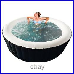 Aleko 265 Gallon 6 Person Round Inflatable Jetted Hot Tub with Fitted Cover, Black