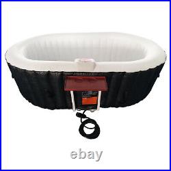 Aleko 2 Person Oval Inflatable Jetted Hot Tub with Fitted Cover, Black (Open Box)