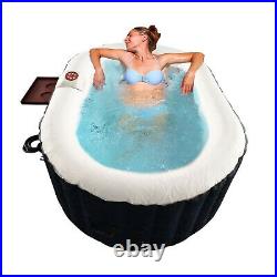 Aleko 2 Person Oval Inflatable Jetted Hot Tub with Fitted Cover, Black (Open Box)