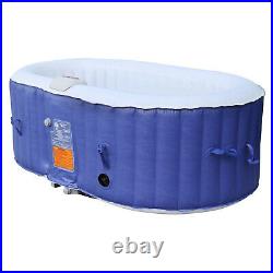 Aleko 2 Person Oval Inflatable Jetted Hot Tub with Fitted Cover, Blue (Used)