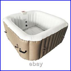 Aleko 4 Person Square Inflatable Jetted Hot Tub with Fit Cover Brown (For Parts)