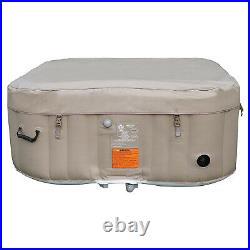 Aleko 4 Person Square Inflatable Jetted Hot Tub with Fit Cover Brown (For Parts)