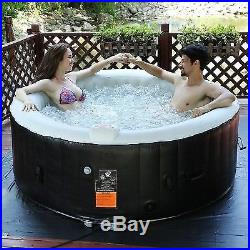 Apontus Portable Inflatable Bubble Massage Spa 4 Person Hot Tub Black NEW