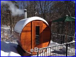 Barrel Sauna Kit Outdoor Barrel Sauna Room 7' x 7' -Wood Fired Heater